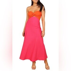 Petal & Pup Rosetta Two Toned Strapless Dress Cotton and Linen Size 2